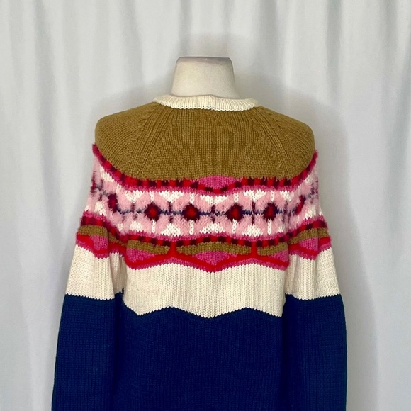 Anthropologie FIELD FLOWER Camellia Fairisle Sweater Pullover Fair Isle X-Small - Picture 11 of 15